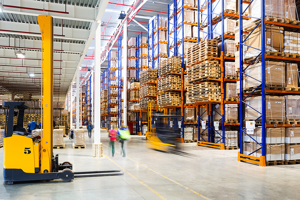 image of a warehouse distribution with racking and shelving